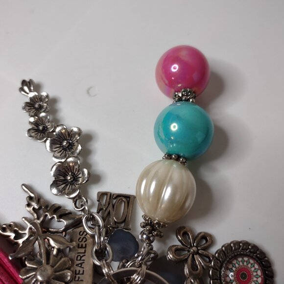 Charm Keychain With Hearts, Butterflies, And Flowers - Picture 6 of 9